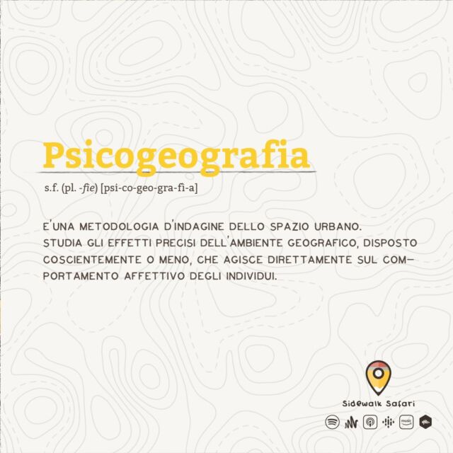 La #psicogeografia nasce in Francia alla fine degli anni cinquanta da un’avanguardia artistica chiamata #situazionismo. 
Si compie a piedi 🚶🏼‍♀️, praticando una #deriva, con tale attività si cerca di comprendere il territorio 🤔 attraverso vari campi del sapere 🤓 come: la geografia, l’urbanistica, la sociologia, il proprio sentire, l’arte, il cinema, la letteratura...
Si può considerare la psicogeografia un gioco 🎲 e allo stesso tempo un metodo efficace per determinare le forme più adatte di decostruzione di una particolare zona metropolitana.🕵🏻‍♂️
✨ Se questa disciplina a piedi ti affascina puoi ascoltare l'ultimo episodio di #sidewalksafari dedicato all'argomento 👉🏻 link in bio

#podcastitalia #kimberlymckean #sidewalksafaripodcast #esplorazioneurbana #Outernet #avventurierocreativo #definizioni #as_colta